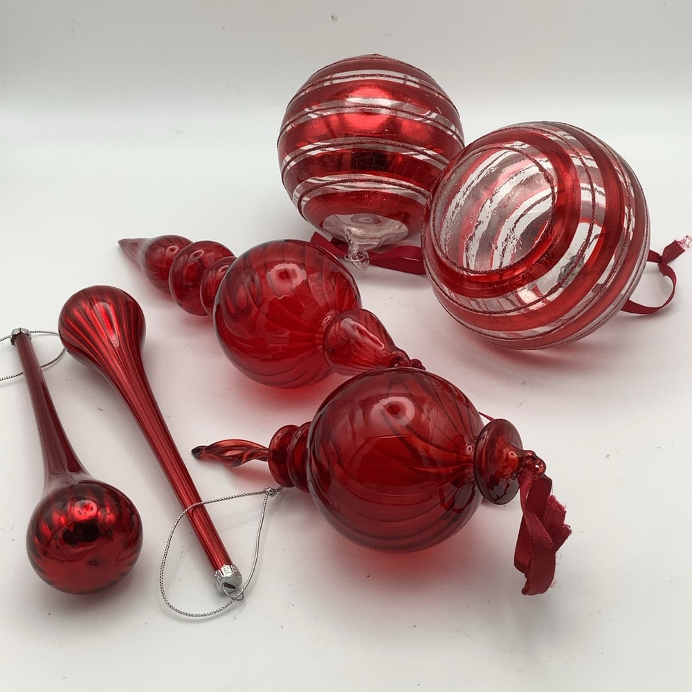 Six Stunning Red Glass Holiday Ornaments